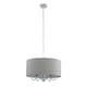 image 4 of ValueLights Rocha Modern Chrome 5 Way Curved Arm Grey Linen Slimline Drum Ceiling Light Pendant with LED Bulb