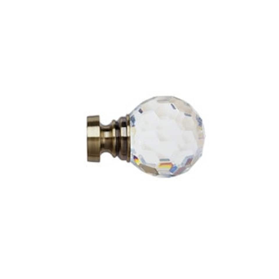 image 1 of 35mm Fixed Length Metal Curtain Pole Set Antique Brass Acrylic Ball Finial 75cm