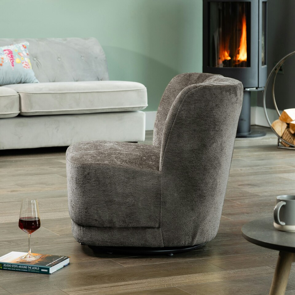 image 1 of Camarillo Swivel Base Fabric Accent Chair - Dark Grey
