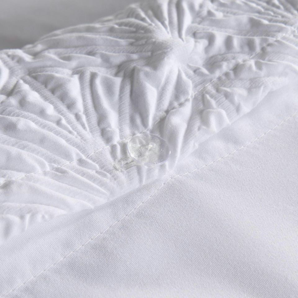 image 1 of OHS Embossed Geometric Textured Duvet Cover and Pillowcase Set, King - White