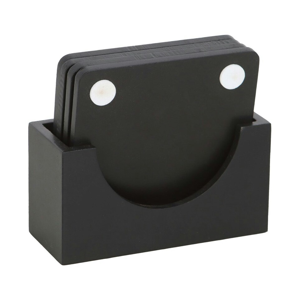 image 1 of Set of 4 Skeleton Party Coasters & Holder