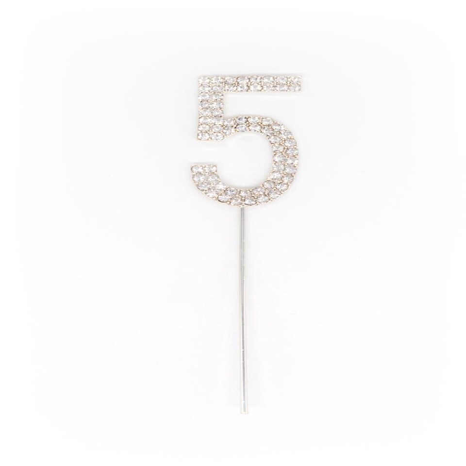 image 1 of Cake Topper Number 25 - Silver Diamond Silver