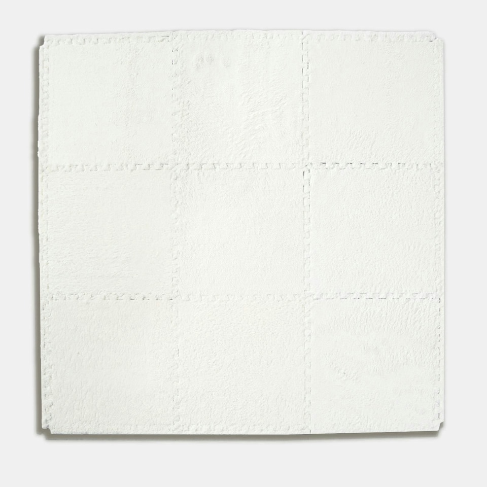 image 1 of OHS 27 Pack Teddy Fleece Interlocking Flooring Carpet Rug Tiles, 30x30cm - Cream