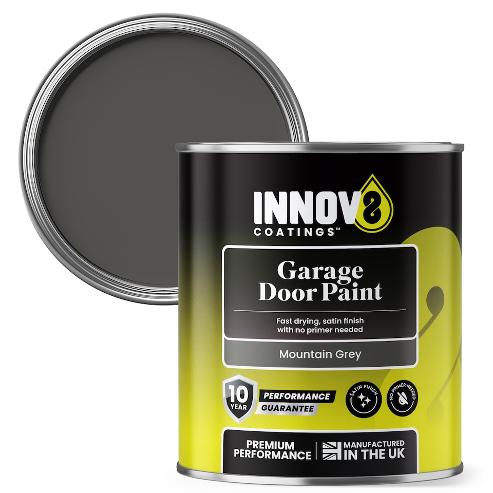 image 1 of Innov8 Coatings Garage Door Paint 750ml – Mountain Grey Satin Finish – Exterior Metal Door Paint – Weatherproof & UV Resistant – 10 Year Guarantee