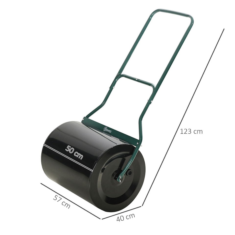 image 1 of 60L Steel Garden Roller Push Pull w/ Fillable Cylinder Water Rolling Drum