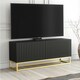 image 2 of TV Unit 100cm Black Matt Fluted Fronts with Gold Metal Base Black