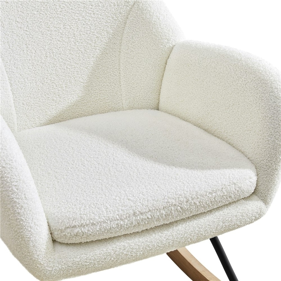 image 1 of Yaheetech High Back Rocking Accent Chair with Beech Wood Legs | White | Ivory