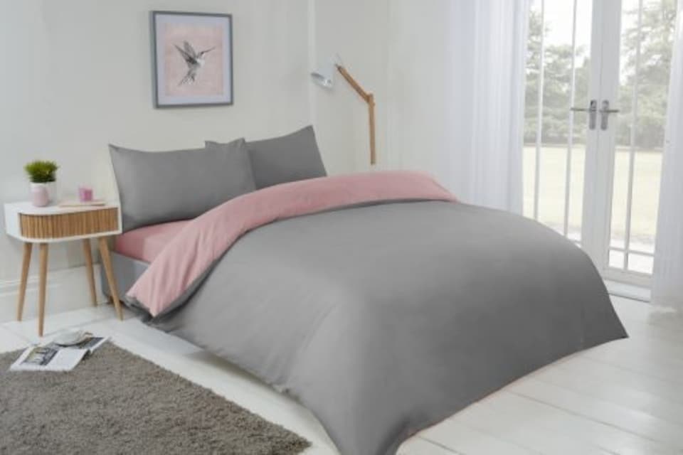 image 1 of Brights Reversible Duvet Single Bed BlushGrey