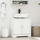 image 2 of HOMCOM Modern Under Sink Cabinet for Basin without or with Pedestal, White White | Gold-tone knobs