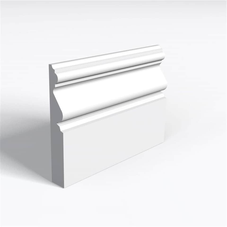 Pack of 5 (Total 5 Units) - Moisture Resistant MDF Primed Regency Skirting Board & Rebate - 25mm (T) x 194mm (H) x 3050mm (L)