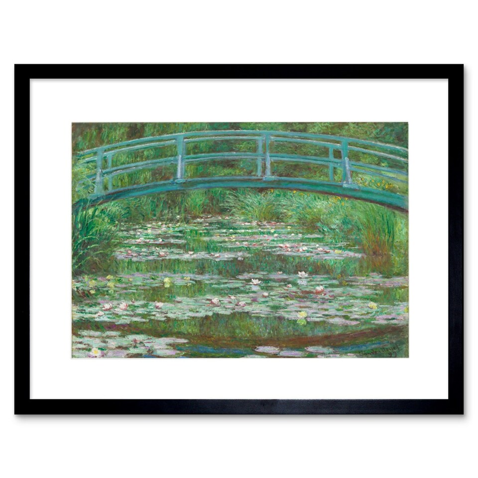 image 1 of Claude Monet Lillies Japanese Footbridge 1899 12x16" Framed Wall Art Print