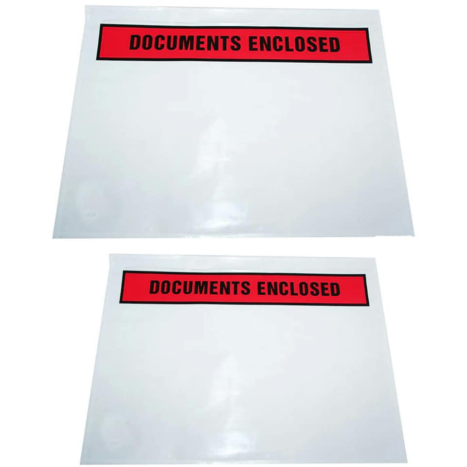 image 1 of 1000 x A5 Printed Self Adhesive Document Enclosed Wallets Clear | C5