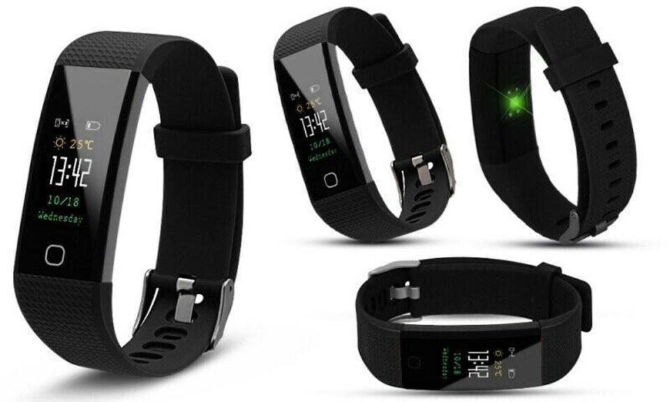 Aquarius Touch Screen Fitness Tracker with Heart Rate Monitor Smart Band Black