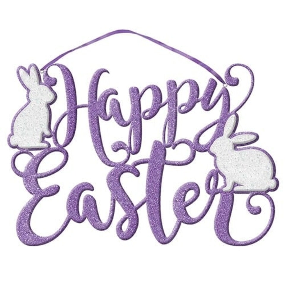 Happy Easter Script Glitter Foam Hanging Decoration 23cm