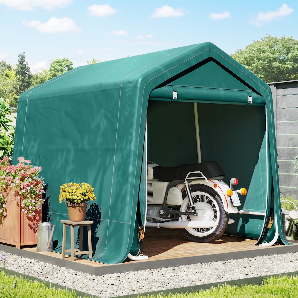 image 1 of Outsunny Outdoor Garden Storage Shed Waterproof Bike Tent w/ Zipper Doors