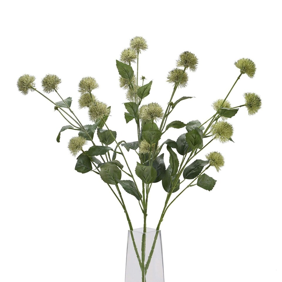 image 1 of Hill Interiors Globe Thistle Spray Artificial Flower - Green - 81cm x 18cm x 18cm
