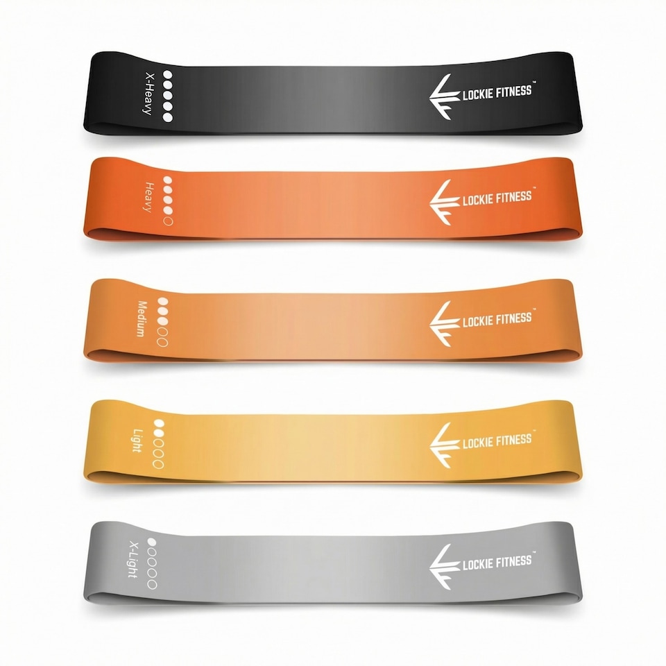 image 1 of Resistance Band Set of 5, Natural Latex Loops for Women & Men, Anti-Roll, Skin-Friendly, for Legs & Glutes, Home Workouts, Pilates & Yoga
