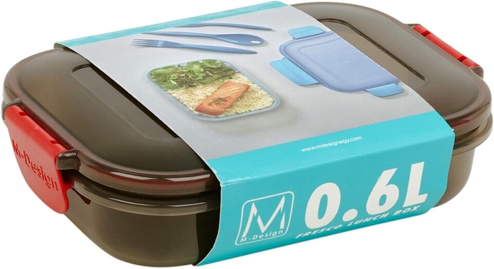 image 1 of Plastic Lunch Box Food Storage Air Tight Rubber Seal Container with Clip Lock 600ml | Black | 1 Red & Black | 600 ml | 1