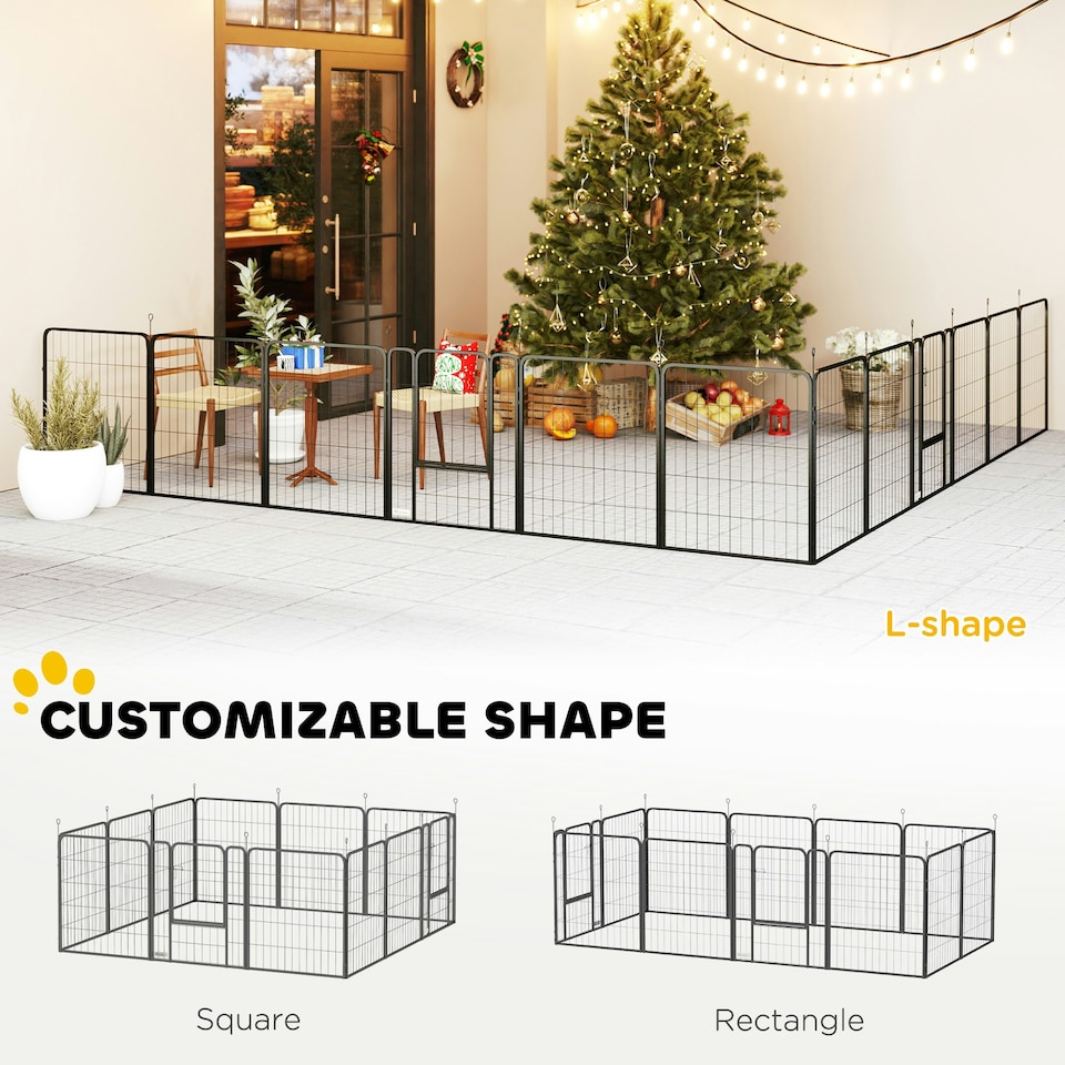 image 1 of PawHut Dog Pen, 12-Panel Puppy Pen for Large Dogs, 100Hcm, Black | Multi | Not provided
