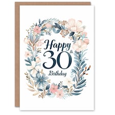 Elegant Floral Letterpress 30Th Woman Her Birthday Card