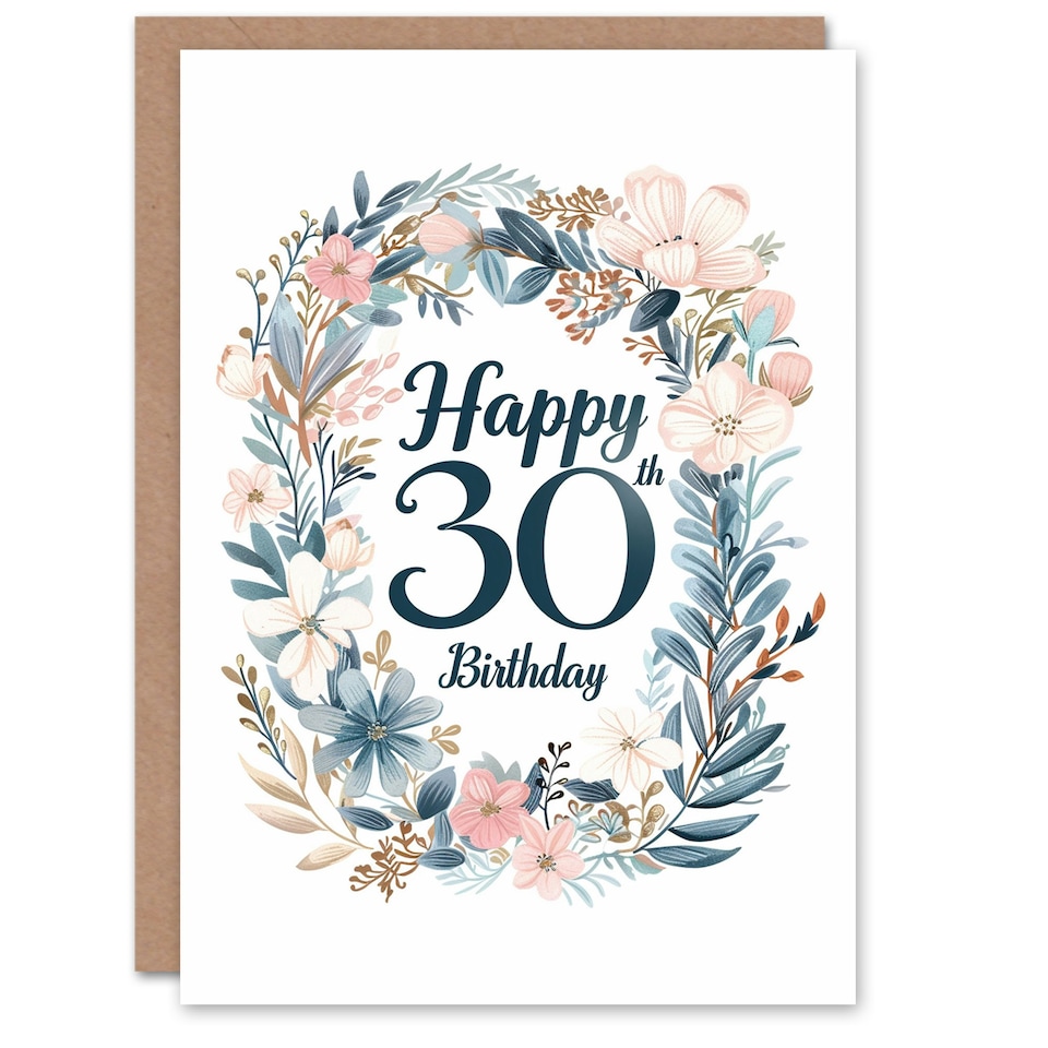 image 1 of Elegant Floral Letterpress 30Th Woman Her Birthday Card