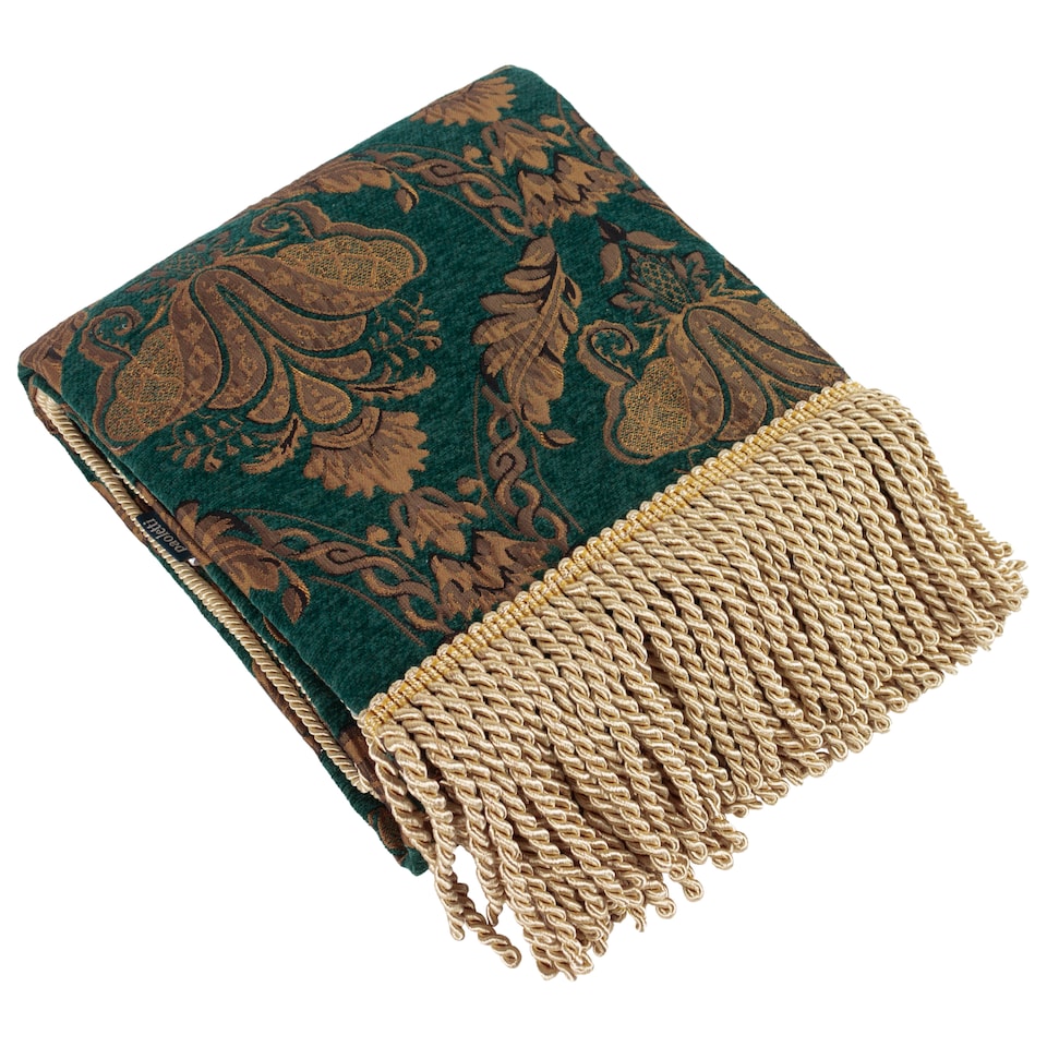 image 1 of Paoletti Shiraz Traditional Jacquard Throw, Emerald, 130 x 170cm