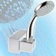 image 6 of SPARES2GO Shower Head Wall Clamp Adjustable Square Angled Chrome Bracket Handset Holder Silver