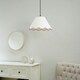 image 1 of ValueLights Florie Natural Linen Large Tapered Lamp Shade with Scallop Pink Trim