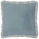 image 1 of Wylder Solene Ruffle Velvet Blue Filled Cushion 45 x 45cm