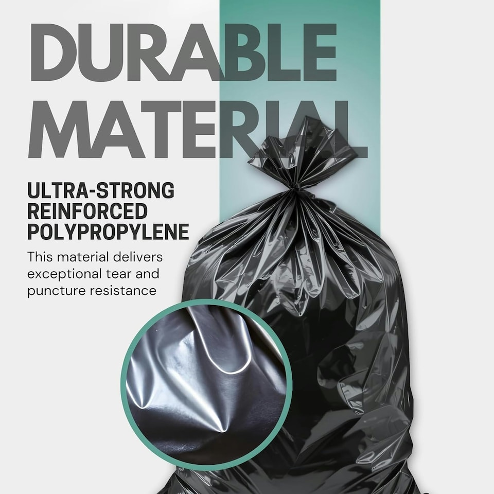 image 1 of Pack of 50 Heavy Duty Black Bin Bags – 80L, Flat Pack