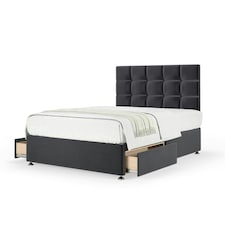 Neptune Spring Graphite Plush Velvet 2 Drawer Divan Set And Pearl Headboard Super King