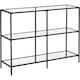 image 1 of 3-Tier Glass Console Table with Steel Frame, Hallway and Living Room Storage Table, Black