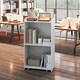 image 6 of COSTWAY Rolling Lectern Stand Desk with 2 Storage Shelves White