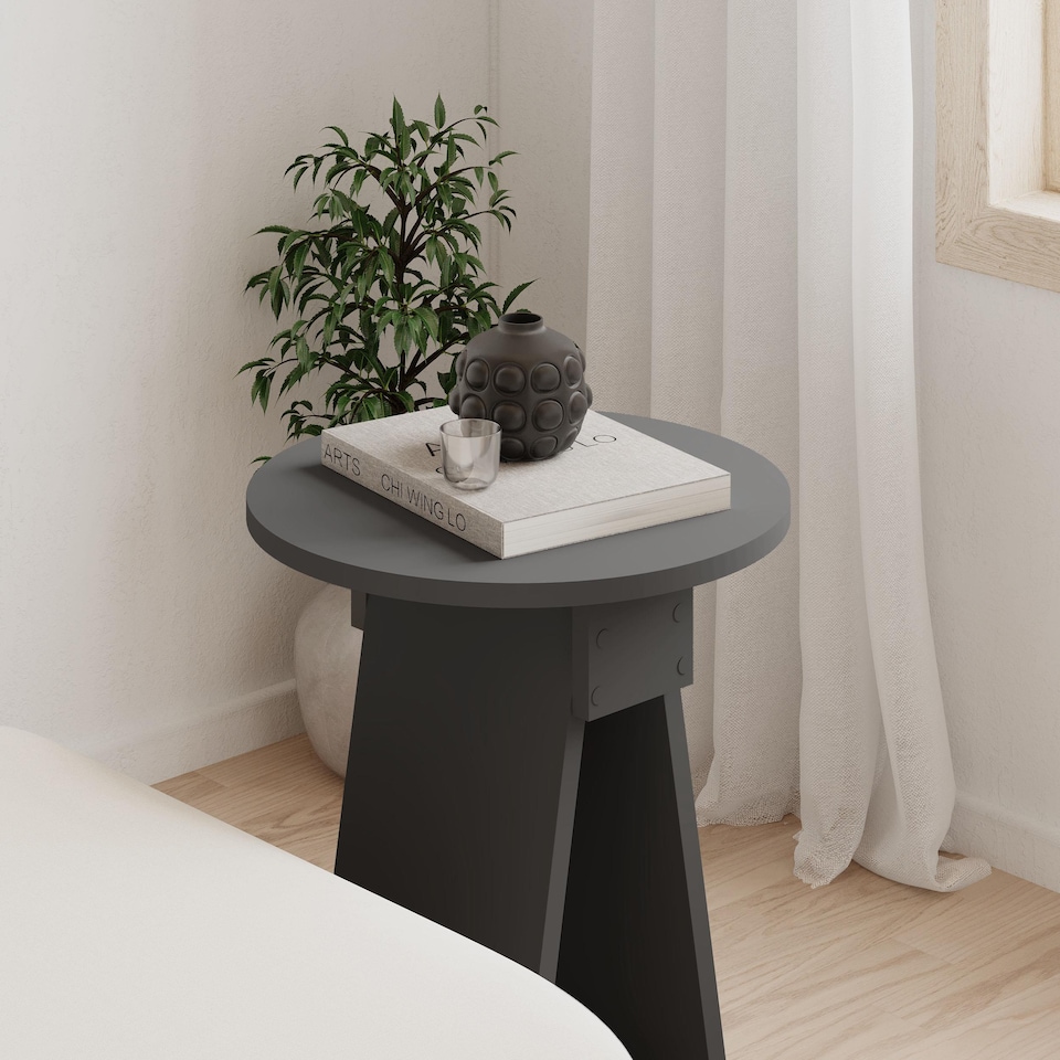 image 1 of Decortie Chen Round Side Table 42x50cm Anthracite Grey