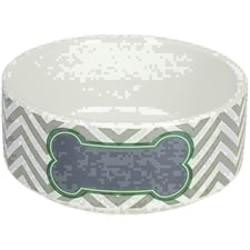 Small Chevron Grey Puppy Small Dog Feeding Food Water Bowl 13cm/400ml White