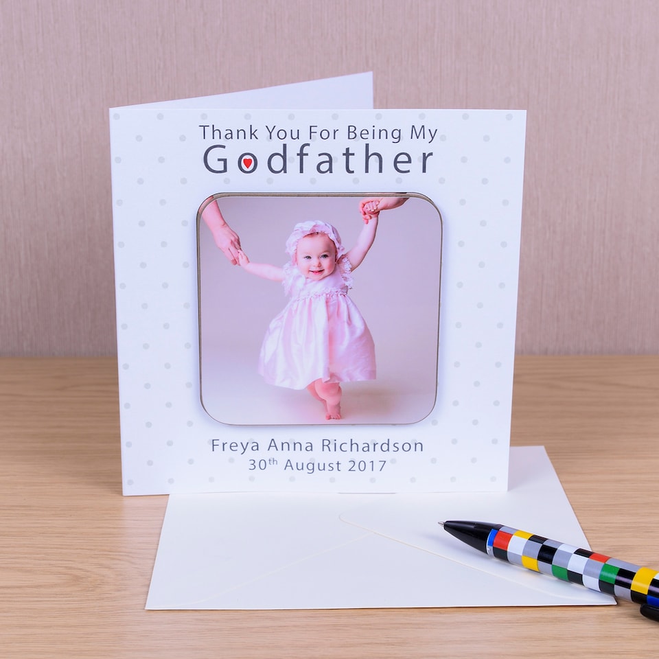 image 1 of Personalised Godparents Photo Upload Coaster Card Godmother Thank You