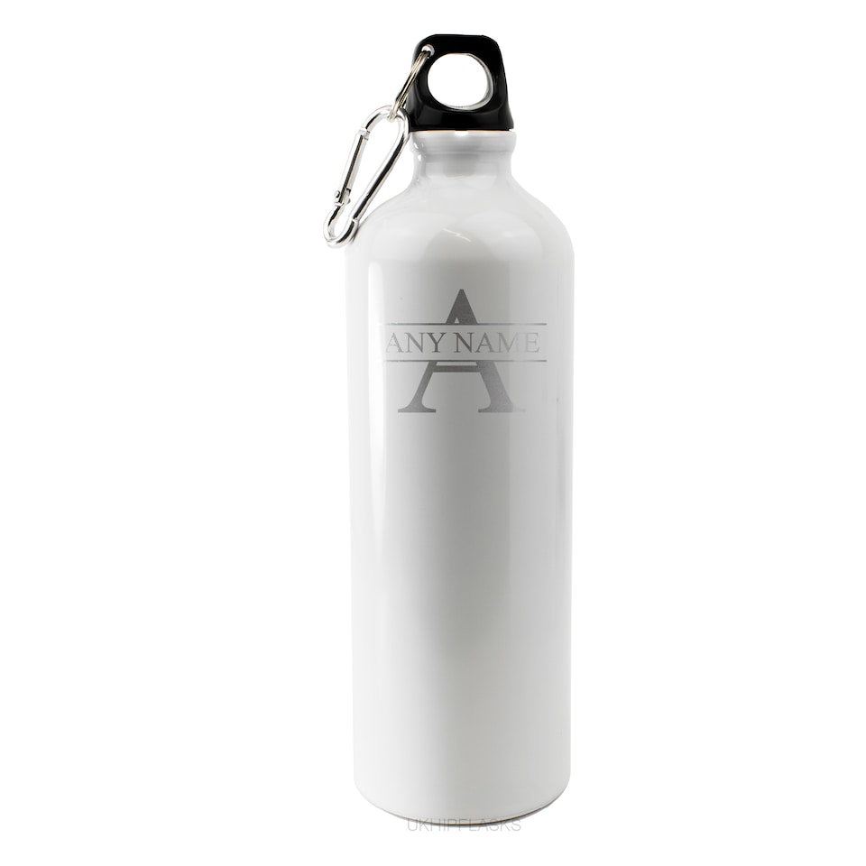 image 1 of Personalised Engraved White Sports Bottle with Initial and Name