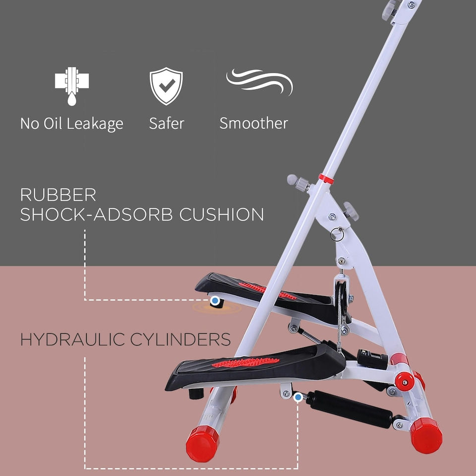 image 1 of HOMCOM Foldable Stepper Adjustable Step Machine w/ Handlebar LCD Display, White
