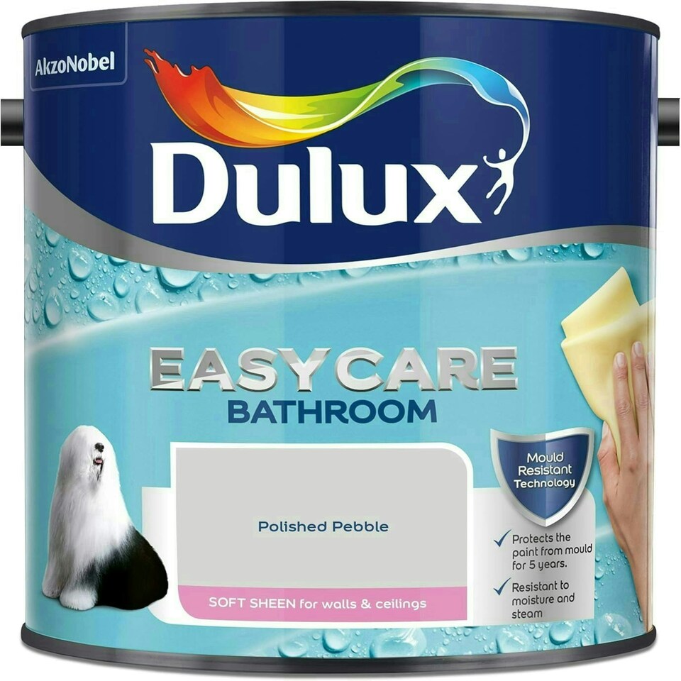 image 1 of Dulux Easycare Bathroom Soft Sheen 2.5L Polished Pebble