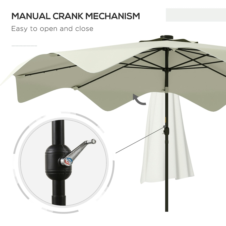 image 1 of Outsunny Garden Parasol Umbrella with LED Lights and Tilt, Table Umbrella