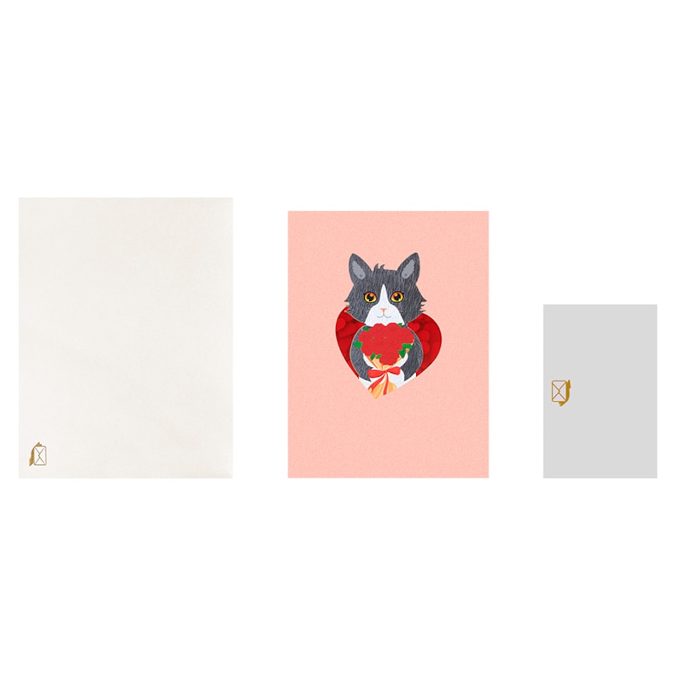 image 1 of Cat with Red Roses 3D Pop Up Valentine’s Day Card
