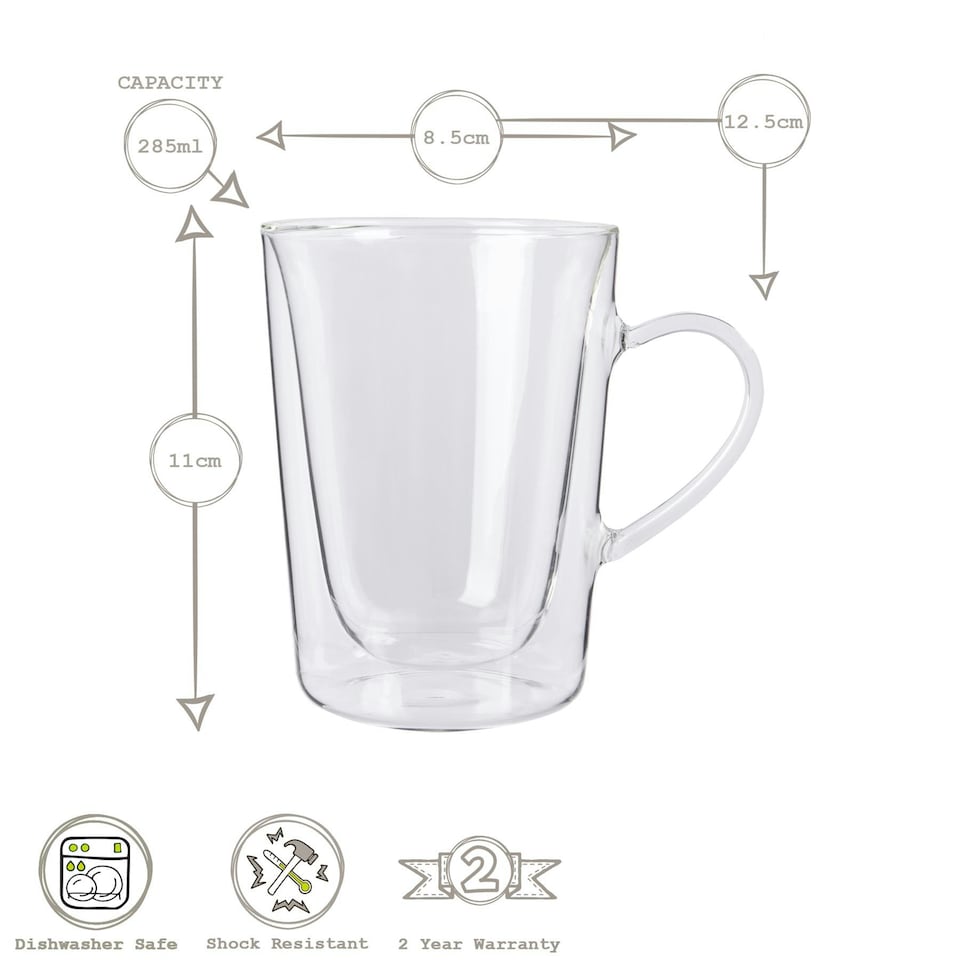 image 1 of Rink Drink Double Walled Coffee Glasses - 285ml - Pack of 6 Clear