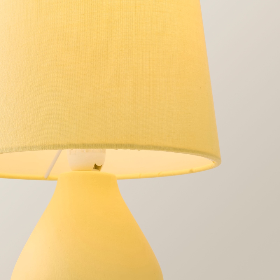 image 1 of ValueLights Arlo Pair of Yellow Ceramic Table Lamps Yellow Shades & Bulbs | Yellow