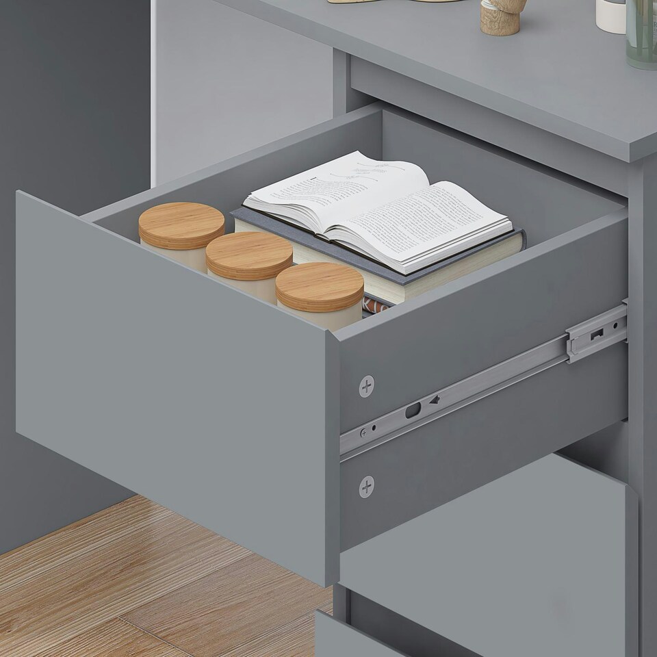 image 1 of FWStyle Stora 3 Drawer Dressing Table - Matt Dark Grey Grey