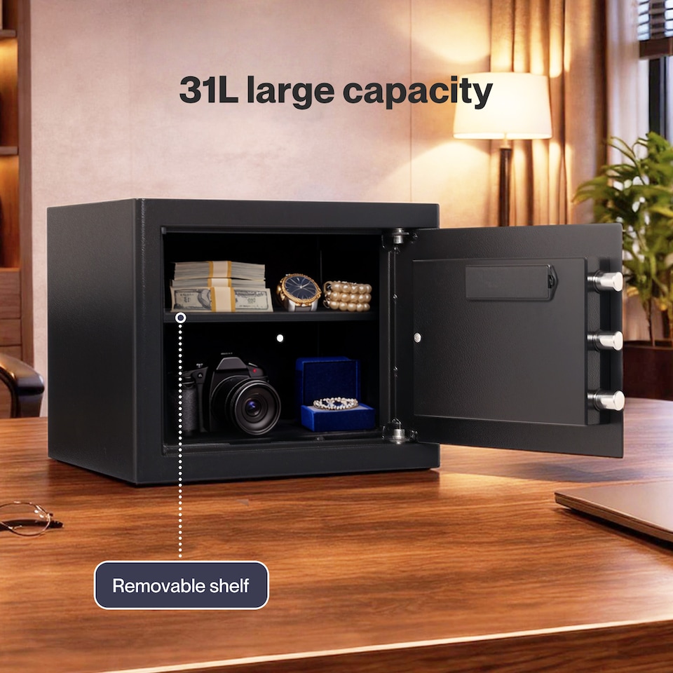 image 1 of Levede Safe Fireproof Security Box Home Office Cash Lock Deposit Password 31L