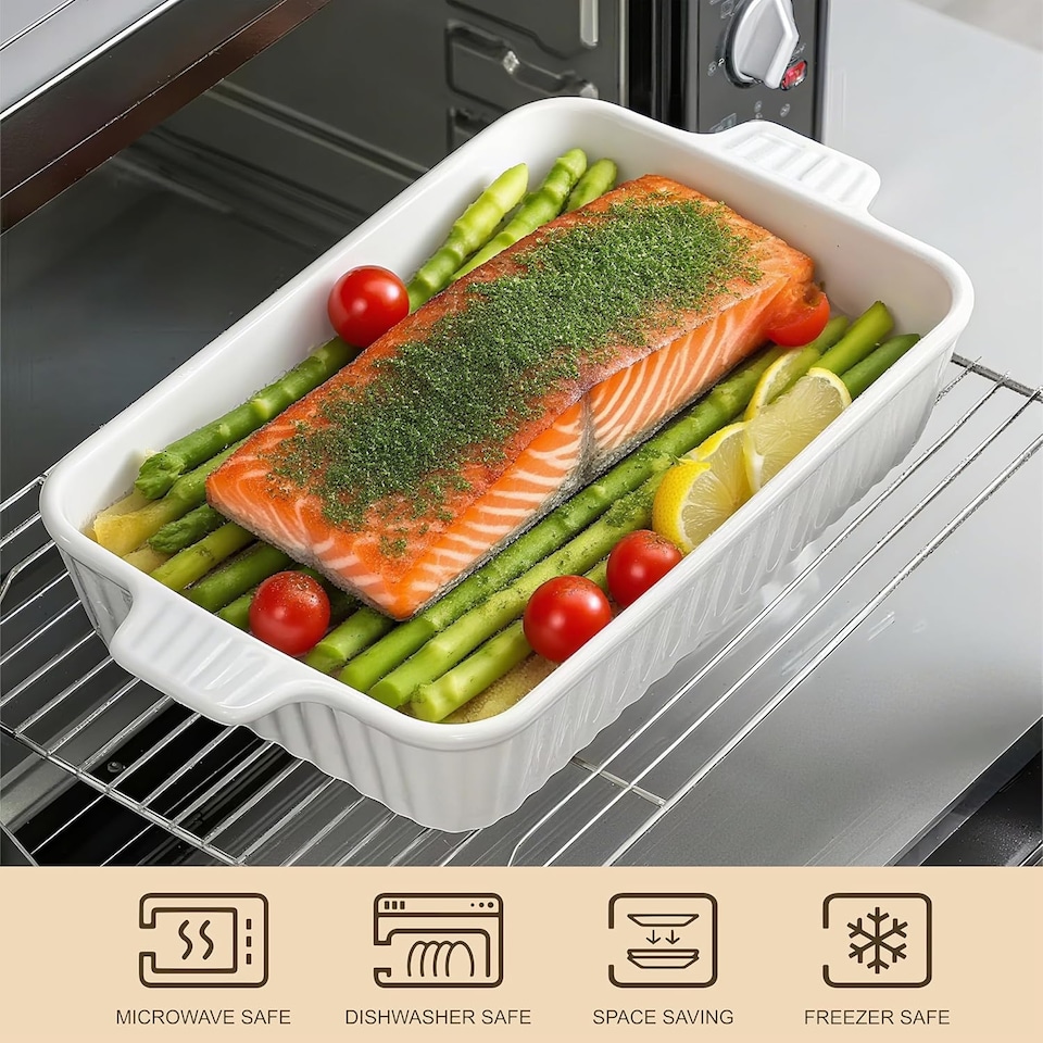 image 1 of Alivio Ceramic Baking Dish Set – Oven Microwave & Dishwasher Safe Porcelain Bakeware (Pack of 4)