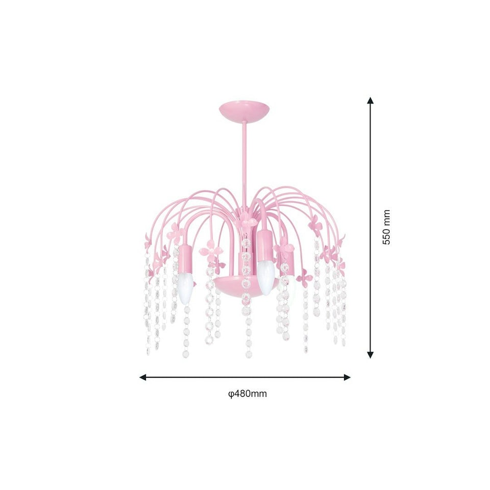 image 1 of Milagro Chandelier Laura 3XE14 Pink