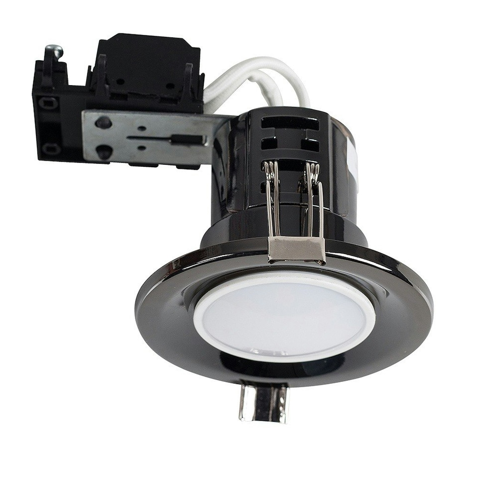image 1 of ValueLights 30 Pack Fire Rated Black Chrome GU10 Recessed Ceiling Downlights Spotlights