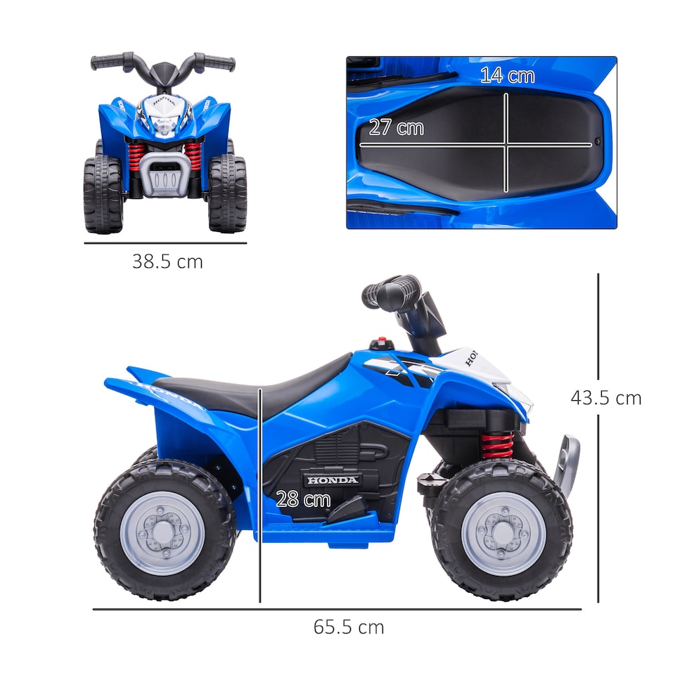 image 1 of AIYAPLAY Electric Car for Kids, Honda Licensed Kids Electric Quad Bike, 6V Ride on Car ATV Toy with LED Light, Horn, for 1.5-3 Years, Blue