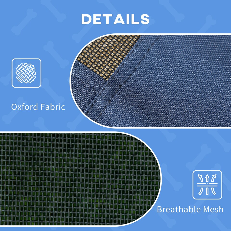 image 1 of PawHut 92cm Elevated Dog Bed Cooling Raised Pet Cot UV Protection Canopy Blue